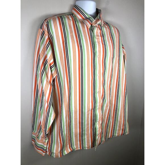 South Pole Men's Button Down Shirt Size XXL Long Sleeve White Orange Cotton - Picture 2 of 13